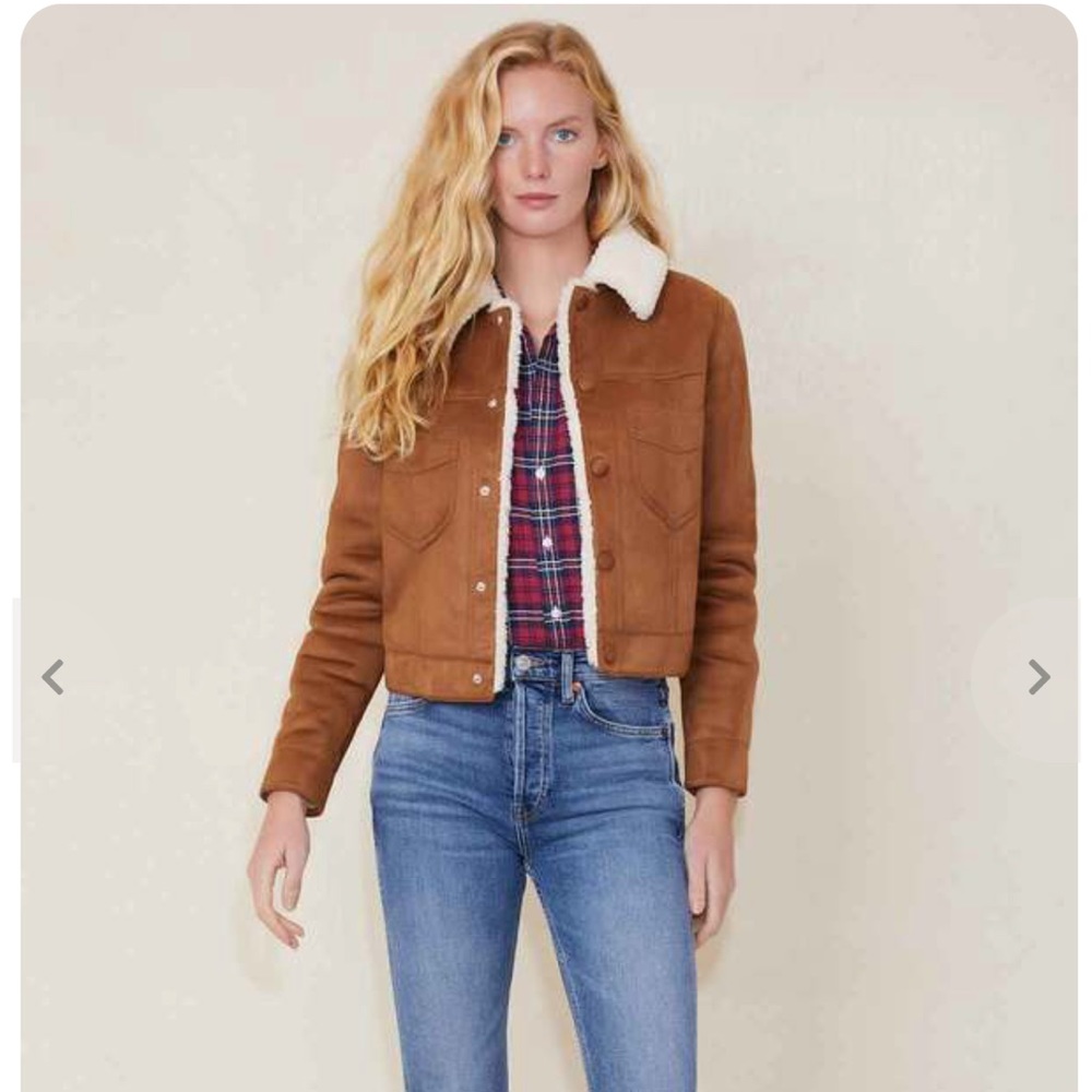 MOTHER Shearling Jacket with Cream Collar